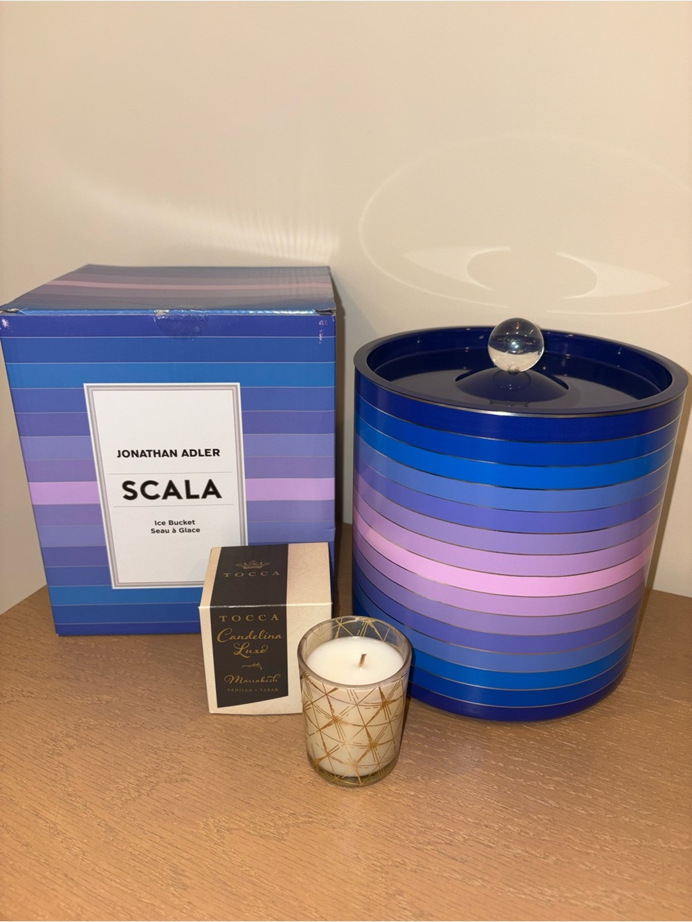 Home Bundle: Johnathan Adler Ice Bucket & Tocca Marrakesh Candle (both NIB)